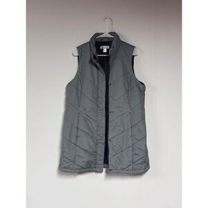 Christopher & Banks Houndstooth Quilted Puffer Vest Black White Womens Medium